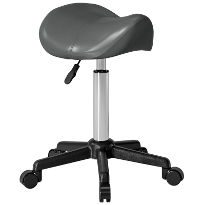 HOMCOM Tabouret Ergonomique à Roulettes Hauteur Réglable Gris