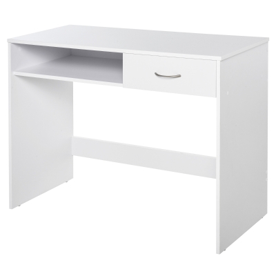 HOMCOM Compact Computer Desk White with Drawer and Storage