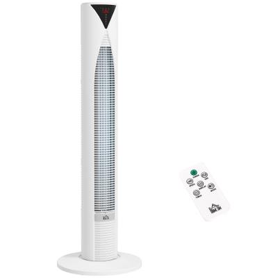 HOMCOM Ventilateur Tour Blanc Télécommande 96cm