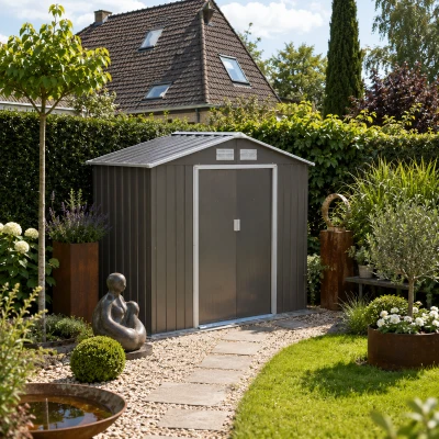 Outsunny Gereedschapsschuur tuinhuisje opbergruimte voor gereedschappen tuinkast gereedschapskast metaal
