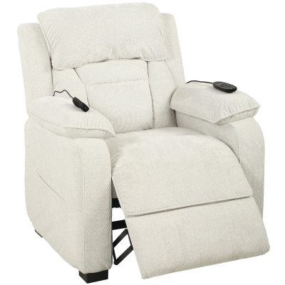 HOMCOM Power Recliner Armchair Massage Heat Cream White