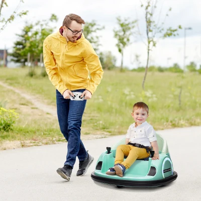 AIYAPLAY Autoscooter met 360° Rotatie, 2 km/u Snelheid, Veiligheidsgordel, LED-Licht, Muziek en Claxon, Groen