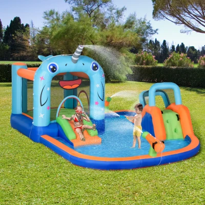 Outsunny Castello Gonfiabile per Bambini in tessuto Oxford