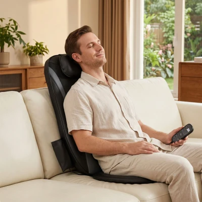 HOMCOM Massage Chair Pad Deep Tissue Heat 3-Level Vibration Black