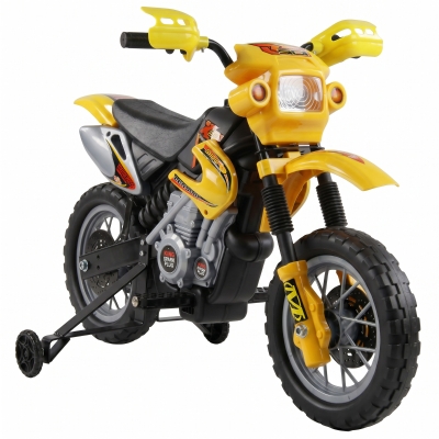 HOMCOM Mota Elétrica para Crianças 6V com Luzes e Música para Idades 3-6 Anos Amarelo