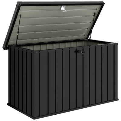Outsunny Galvanised Steel Garden Storage Box Black 400L