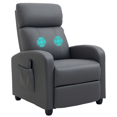 HOMCOM Recliner Armchair Faux Leather Massage Grey