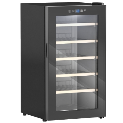 HOMCOM Cave à Vin 41 Bouteilles 91L Porte Verre LED Noir