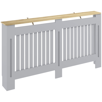 HOMCOM Radiator Cover Cabinet Slatted Grill 152x19x81cm Grey