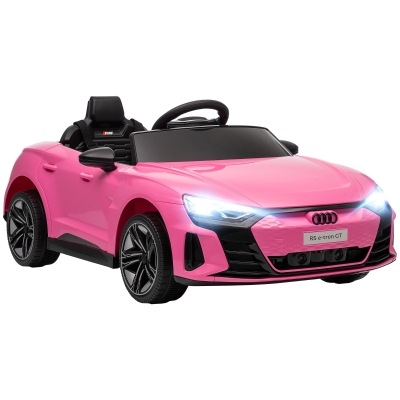 HOMCOM Carro Elétrico AUDI RS E-Tron GT 12V com 2 Motores Faróis LED Buzina Música USB 3-5km/h 103x58x41 cm Rosa