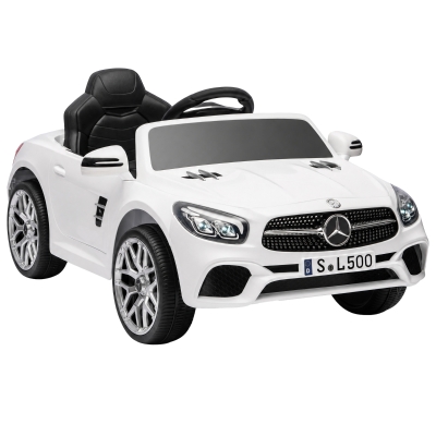 AIYAPLAY Coche Eléctrico de Niños Mercedes-Benz SL500 12V con Mando a Distancia 2,4G 2 Motores Suspensión Arranque Suave Blanco