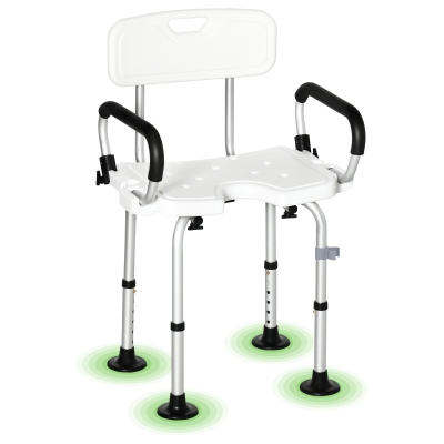 HOMCOM Chaise Douche Ergonomique Antidérapante Blanc