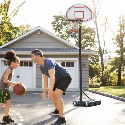 HOMCOM® kinderbasketbalring met standaard in hoogte verstelbaar 205-250 cm basketbalstandaard rolbaar korfhoogte tot 210 cm wielen