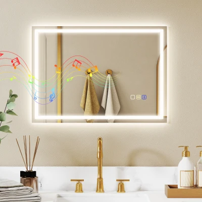 Oglindă anti-aburire LED cu difuzor Bluetooth 50x70 cm