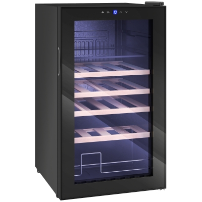 HOMCOM Cantinetta Frigo per Vino 63L con Ripiani Regolabili Nero