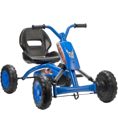 AIYAPLAY Kart a Pedais Go-Kart com Rodas PP Estrutura de Aço Carga 30 kg para Crianças 2-5 Anos 84x54x56 cm Azul