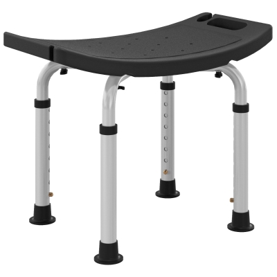 HOMCOM Height Adjustable Bath Stool Aluminium Non-Slip Black