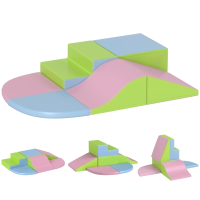 HOMCOM Conjunto de 6 Blocos de Espuma para Crianças de 12-36 Meses Brinquedo Educativo de Construção 150x100x24 cm Multicor