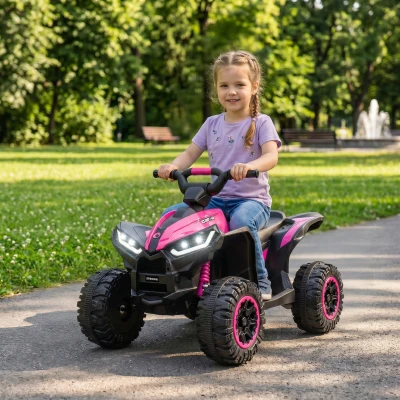 HOMCOM 12V Ride-On Quad Bike for Ages 3-5 Pink