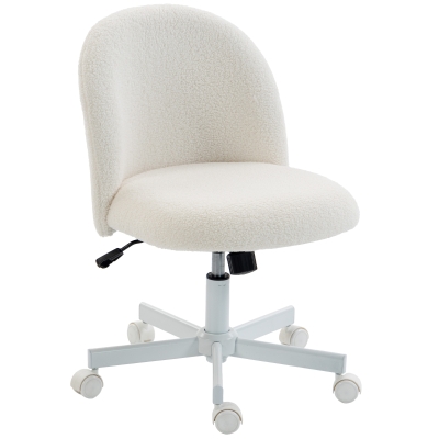 HOMCOM Chaise Bureau Pivotante Sherpa Réglable Crème 120kg