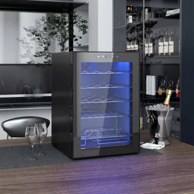 HOMCOM Cave à Vin 20 Bouteilles 53L Température Réglable Noir