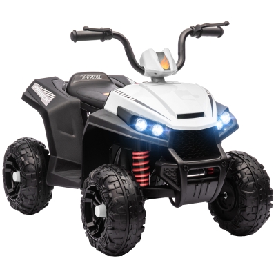 AIYAPLAY Elektrische Kinderquad, Licht & Muziek, Ophanging, 5 km/u, 50 Min. Rijtijd, voor 3-5 Jaar, Wit