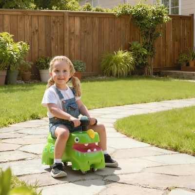 AIYAPLAY Kids Dinosaur Ride-On Car with Storage, Green