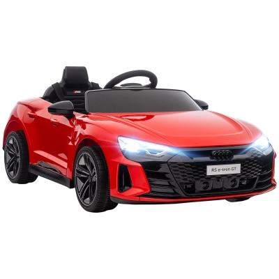 HOMCOM Carro Elétrico AUDI RS E-Tron GT 12V com 2 Motores Controlo Remoto Faróis LED Buzina Música USB 3-5km/h 103x58x41 cm Vermelho