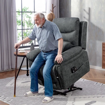 HOMCOM Power Lift Recliner Chair Massage Heat USB Grey