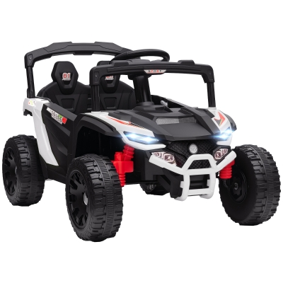 AIYAPLAY Carro Elétrico para Crianças 12V com 2 Motores Suspensão Traseira Faróis e Música 88x57,5x55,5 cm Branco