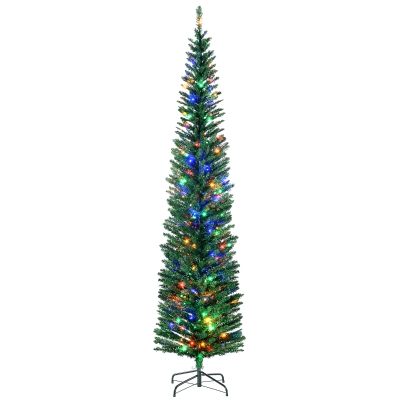 HOMCOM 7.5' Prelit Pencil Christmas Tree with LED Lights