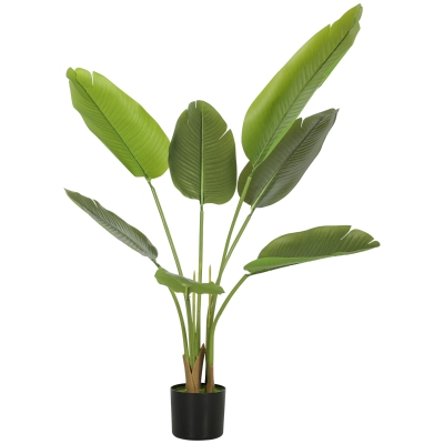 HOMCOM Planta Artificial Decorativa 109 cm Planta Artificial Ave del Paraíso con Maceta y Hojas para Interior Verde