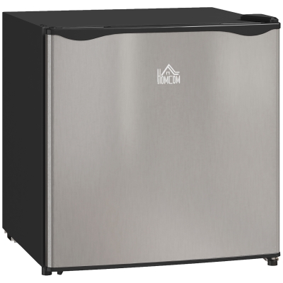 HOMCOM 46L Mini Fridge Silver with Ice Box & Adjustable Legs