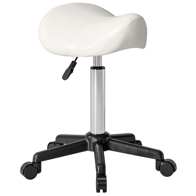 HOMCOM Tabouret Ergonomique Blanc Hauteur Réglable 45-57 cm