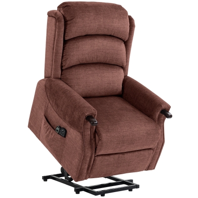 HOMCOM Power Lift Recliner Massage Heat Wood Grip Brown