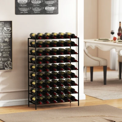 HOMCOM Rack à Vin Métal Noir 54 Bouteilles 63x25x91cm