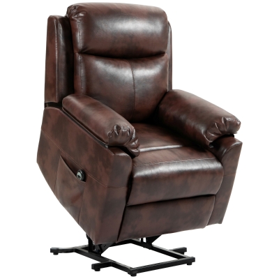 HOMCOM Electric Riser Recliner Chair Faux Leather Brown