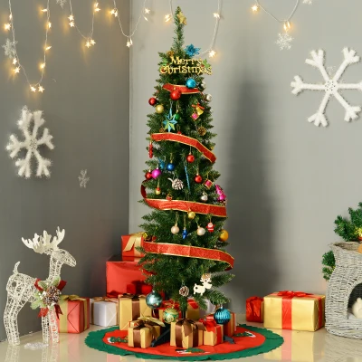 HOMCOM 5ft Slim Artificial Christmas Tree Green