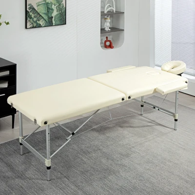 HOMCOM Table de Massage Pliable Portable Crème 210x90cm