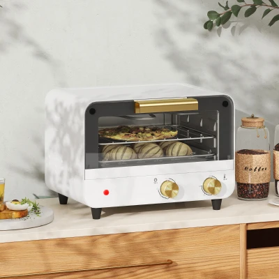 HOMCOM Mini Toaster Oven 12L 750W Glass Door White