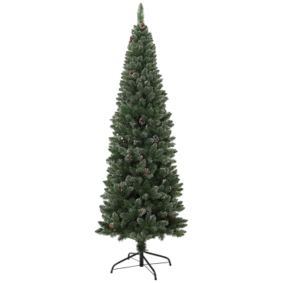 HOMCOM Albero di Natale Innevato Alto 180cm con 618 Rami e Pigne
