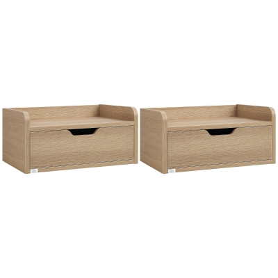 HOMCOM Comodini Sospesi Design a Parete Set 2 Pezzi in Truciolato