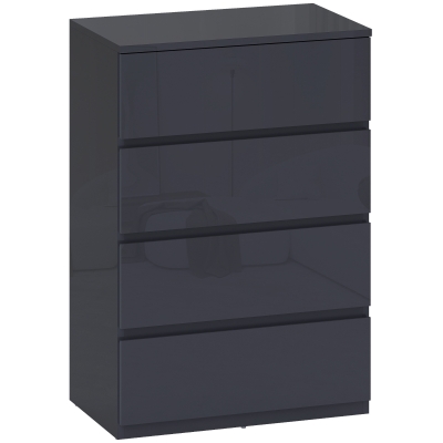 HOMCOM Commode 4 Tiroirs Gris Fermeture Douce 55x34x80 cm