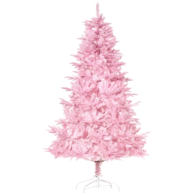 HOMCOM 6FT Artificial Christmas Tree Pink Holiday Decoration