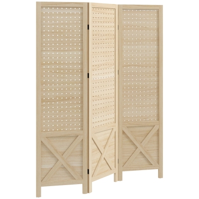 HOMCOM Paravent Bois 3 Panneaux Séparateur Pliant Naturel