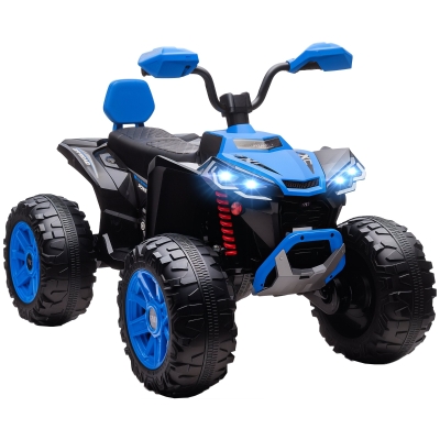 AIYAPLAY Quadricilo Elétrico para Crianças 24V com 2 Lugares 2 Motores Velocidade até 6,5 km/h Faróis Buzina Música e USB 109x68,5x76 cm Azul