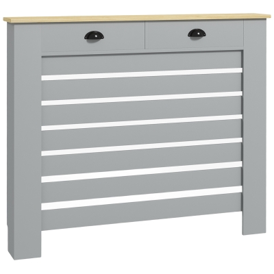 HOMCOM Copritermosifone con 2 Cassetti 111x19x95.5cm Grigio