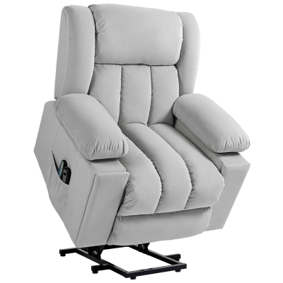 HOMCOM Elektrischer Aufsteh-Sessel, Weicher, samtartiger Stoff, USB-Anschlüsse