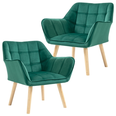 HOMCOM Modern Accent Armchair Set of 2 Green