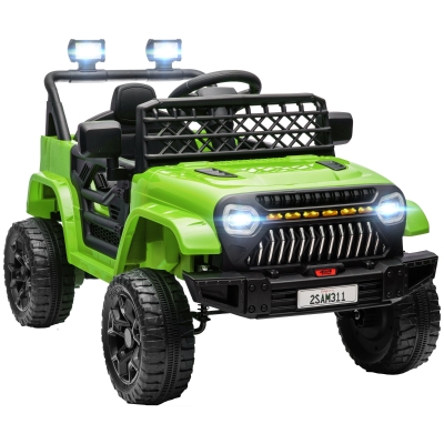 AIYAPLAY Coche Eléctrico para Niños con Batería 12V Mando a Distancia Velocidad Ajustable USB Faros Bocina Verde